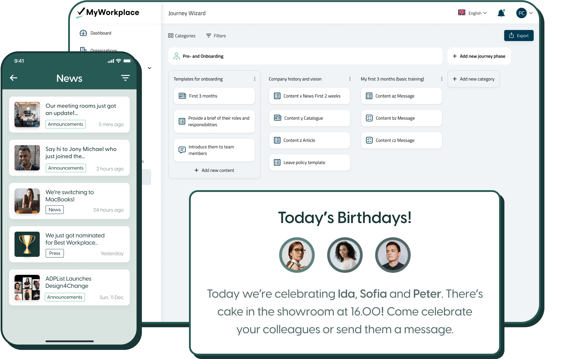 Create unique e-journeys for your employee groups
